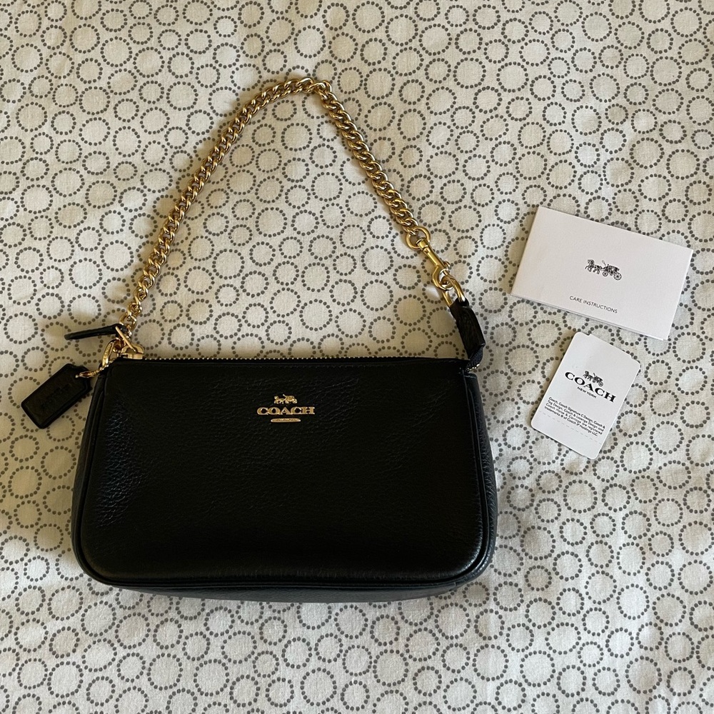 New! Black Coach Nolita 19 With Gold Chain